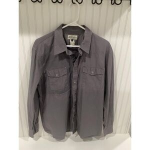 American Rag CIE Gray Mens‎ Long Sleeve Graphic Snap Close Collared Shirt Large